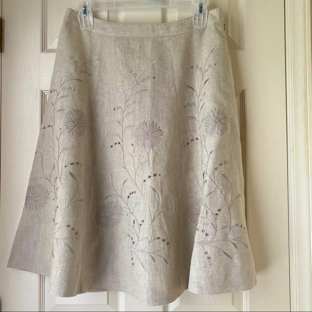 Madison Studio Mid Length Embroidered Flower Skirt